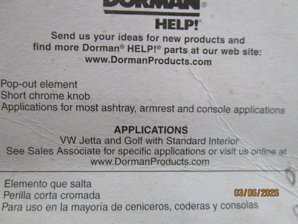 Cigarette Lighter Dorman 56462 (package rough)