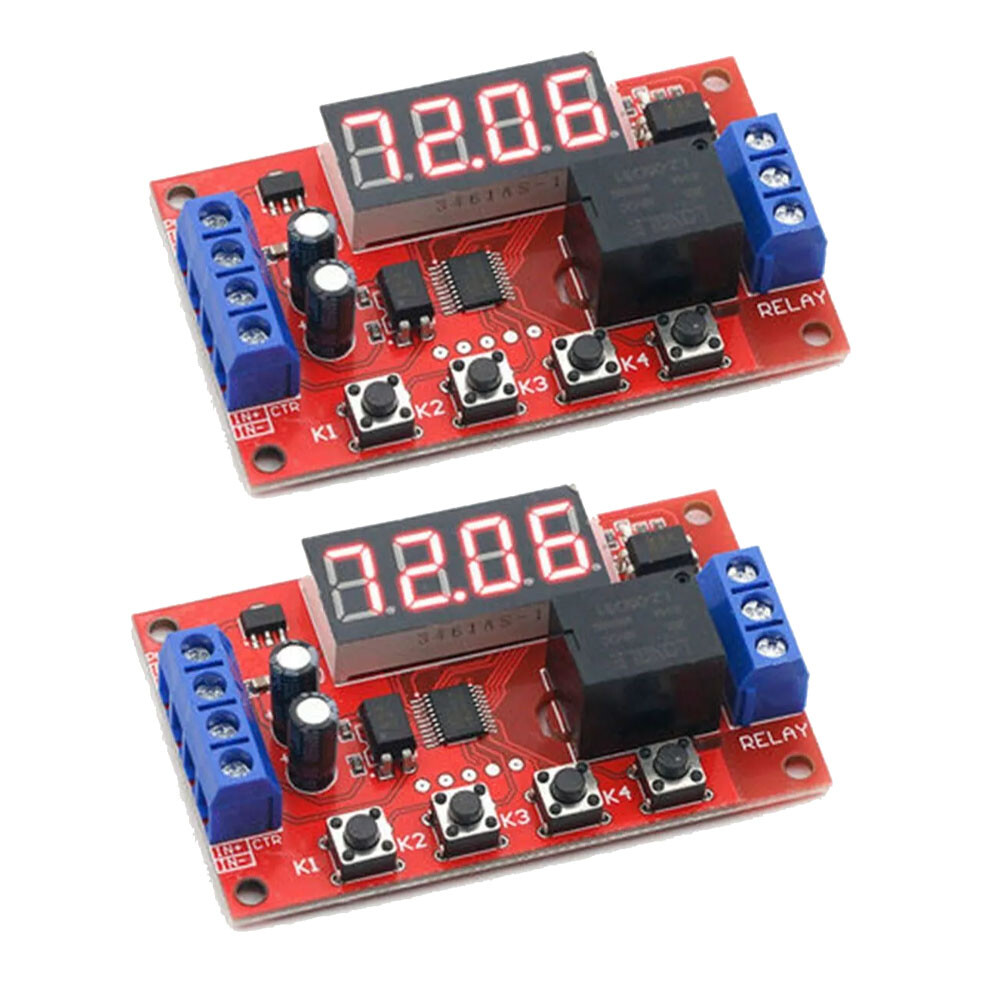 2PCS DC 12V 10A Adjustable Time Delay Relay Module LED Digital Timer Switch US