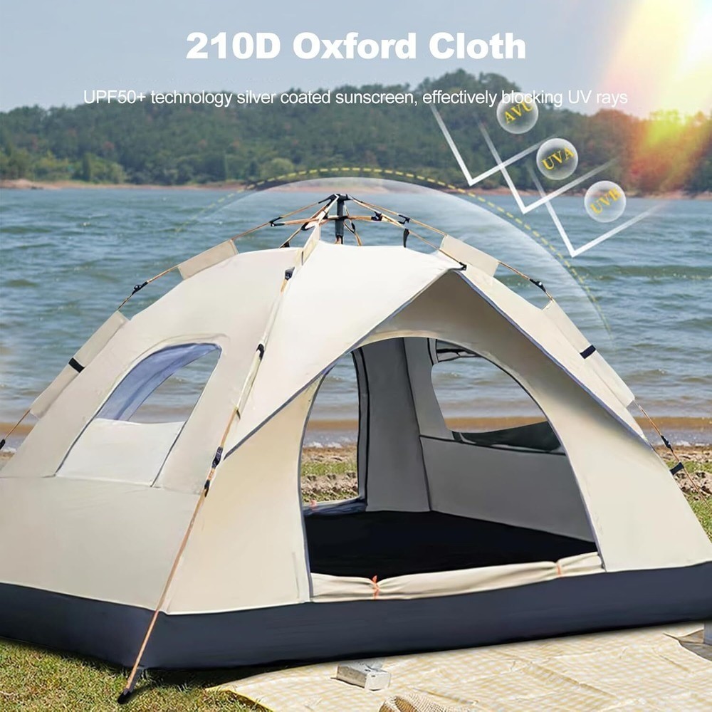 3-4 Person Automatic Camping Tent Hiking Instant Canopy Pop Up Tents Waterproof