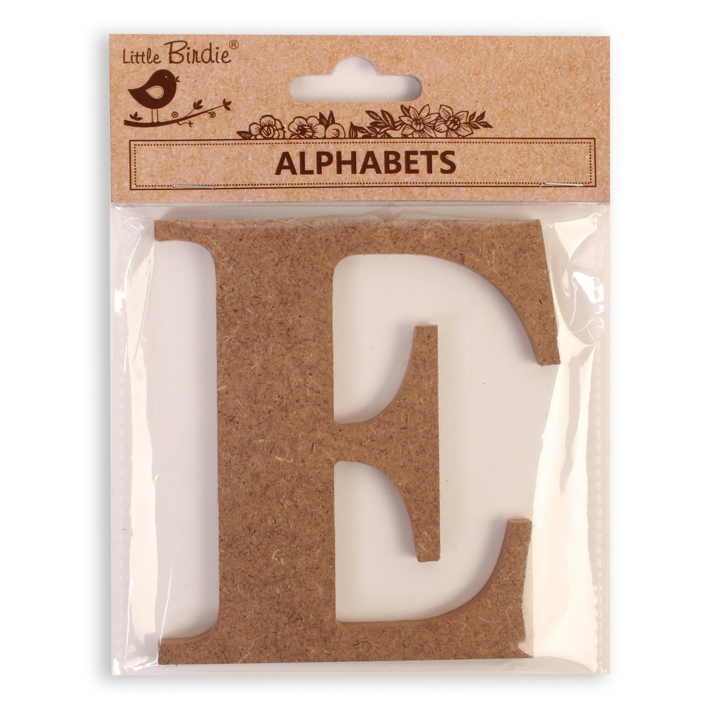 Little Birdie MDF Alphabets Upper Case 4" 1/Pkg-E - 6 Pack