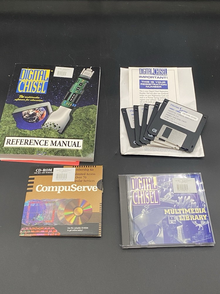 Vtg Digital Chisel CompuServe Pierian Spring Floppy CD Rom Mac 1995 Software