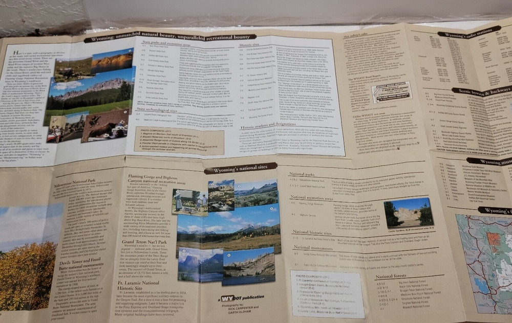 Wyoming Highway Foldable Map Travel planning
