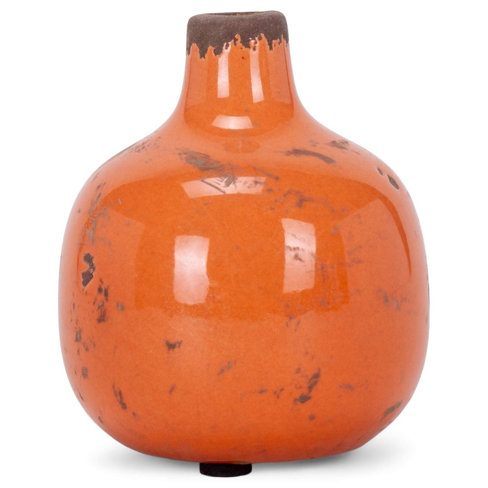 47th & Main Ceramic Vase, Mini, Round Orange