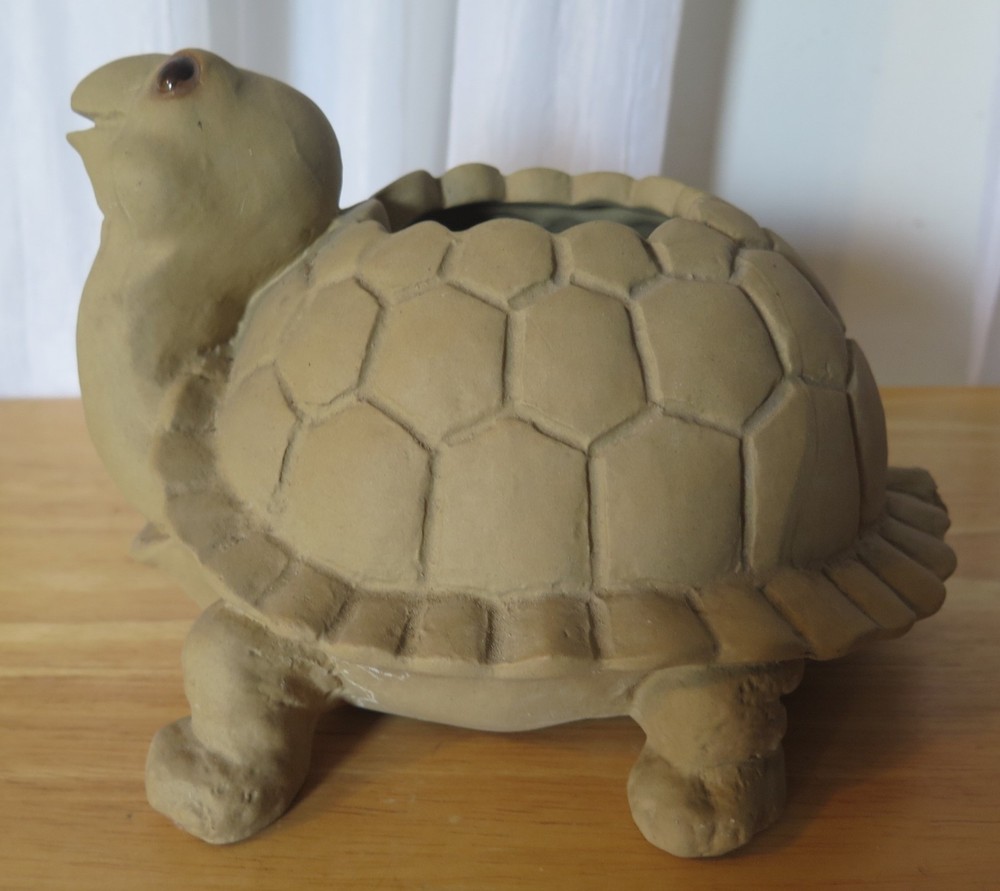 Vintage Anthony ceramic turtle planter Freeman Pottery signed numbered 406