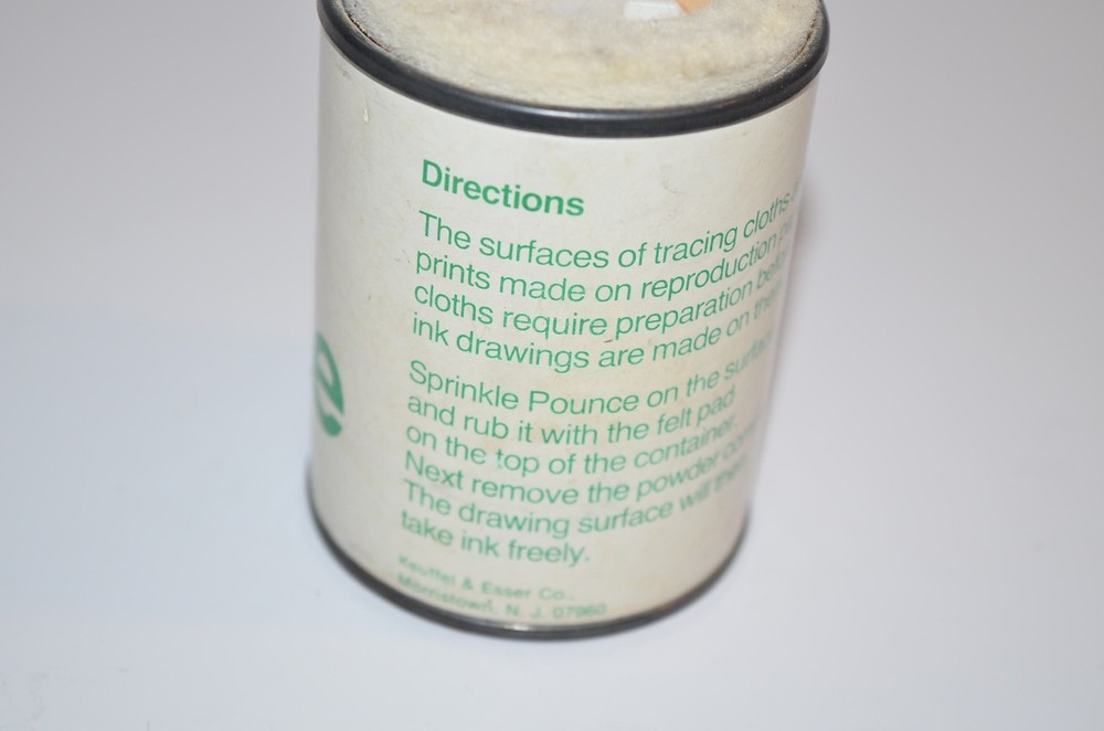 Vtg K&E Drafting Lettering Inking Powder Pounce 3/4 Full