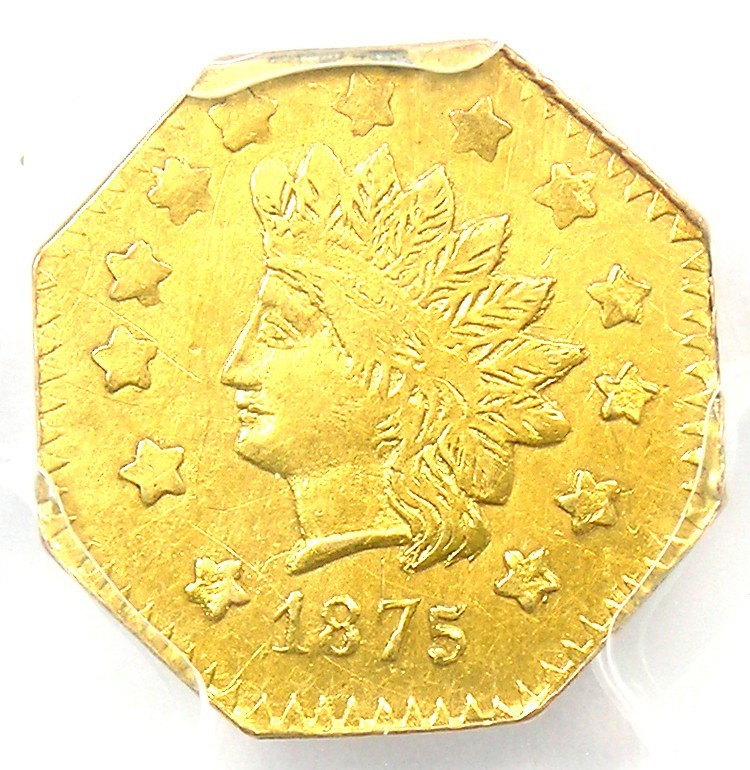 1875 California Indian Gold Dollar G$1 Coin BG-1127 - Certified PCGS AU Details