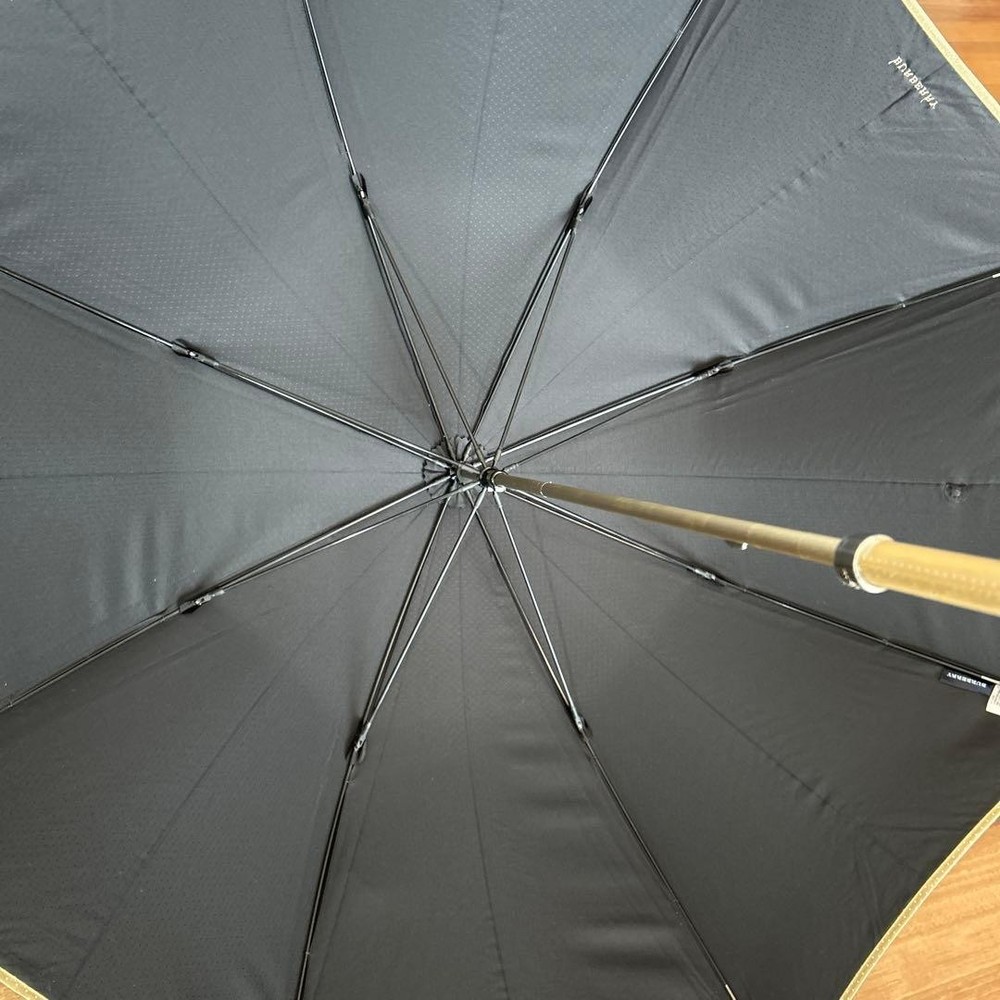 BURBERRY Long Umbrella Black Check Pattern Rain Shield Authentic Rare