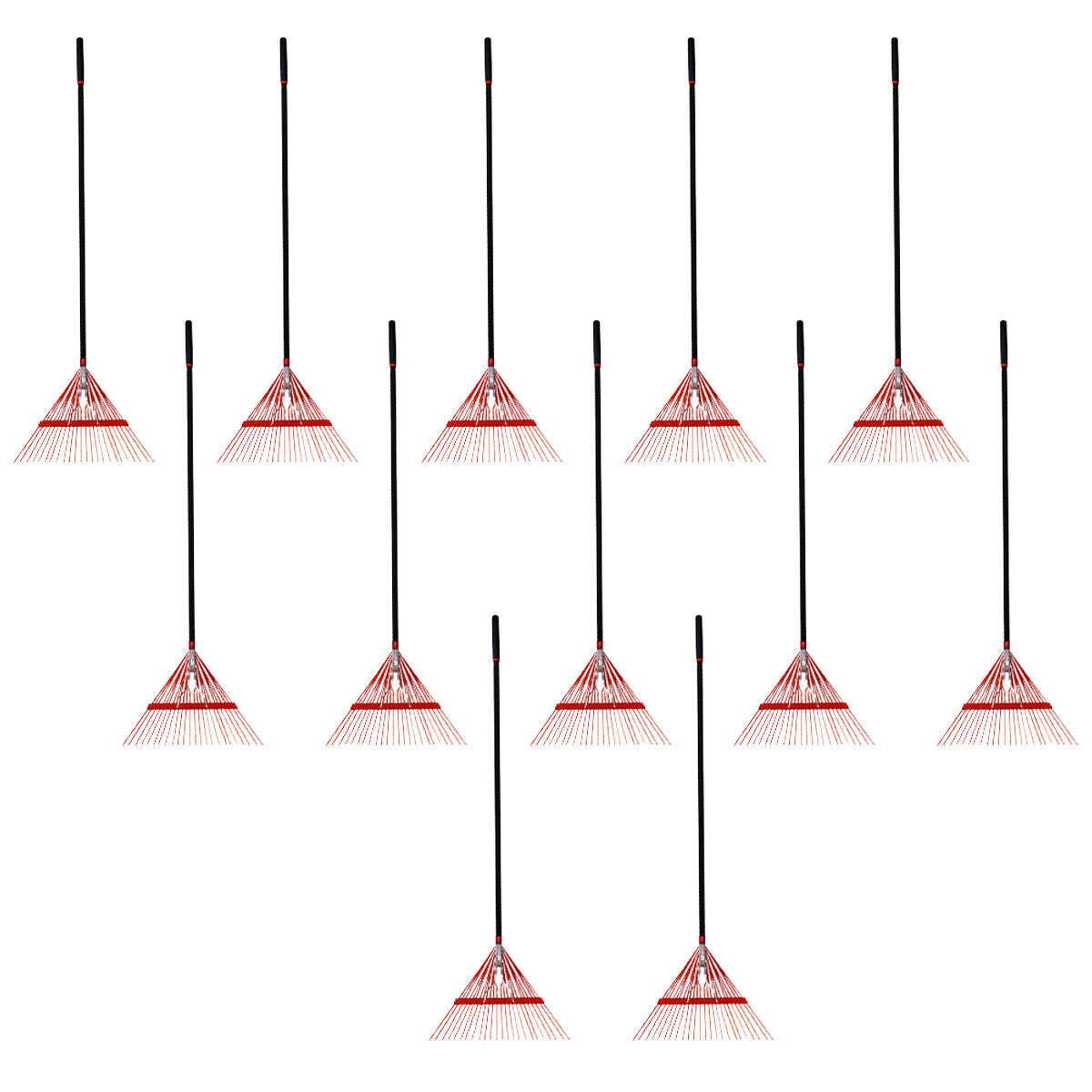 12PK Durable Red 24 Steel Tine Thatching Leaf Rake w/ Steel Handle