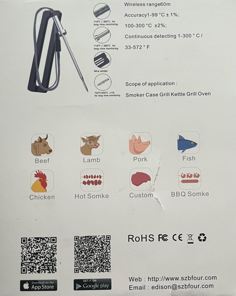 BFOUR Bluetooth Meat Thermometer Wireless Meat Thermometer, Cooking and BBQ