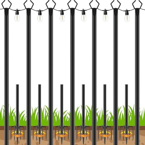 7 Pack String Light Poles,Poles for Outdoor String lights10 Ft 7 Pack-10FT