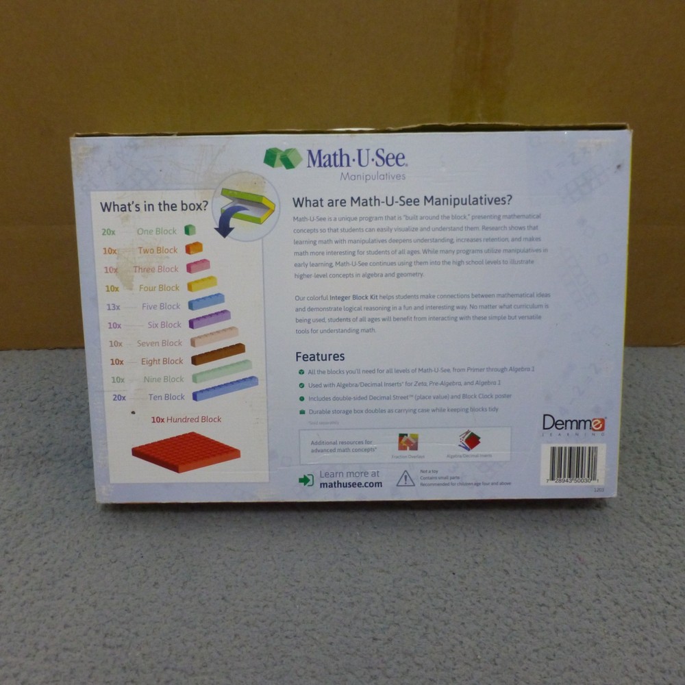 Math U See Manipulatives Integer Block Kit Set Homeschool Teaching Education