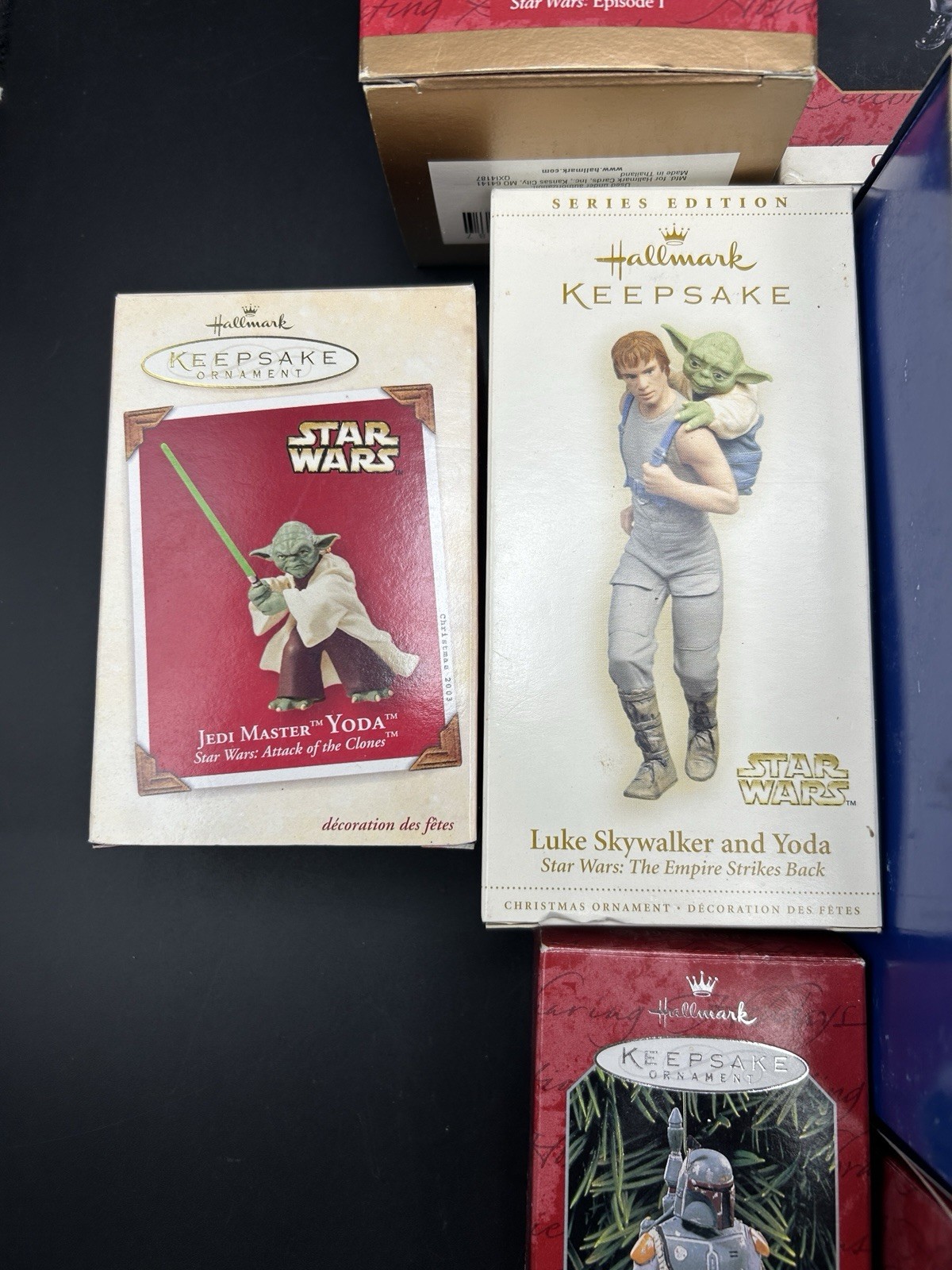 Hallmark Keepsake Star Wars Ornament Lot Boxed Darth Vader Han Solo Boba Fett
