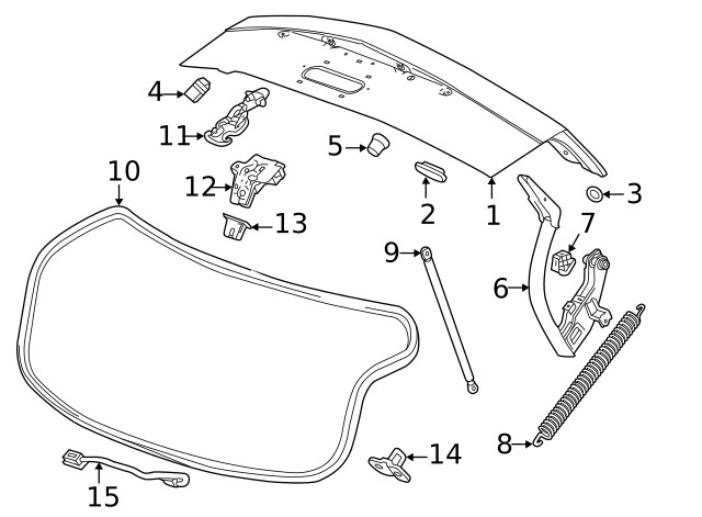 Genuine GM Rear Compartment Lid Hinge Spring 84350759