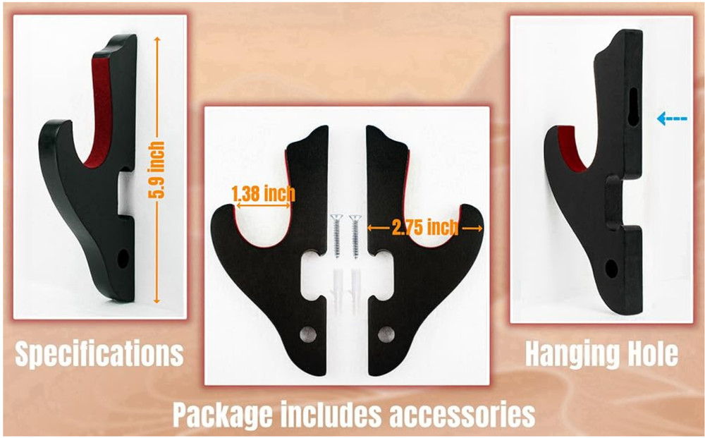 2/Set Sword Hook Wall Mount Samurai Sword Hanger Display Holder Adjustable for..