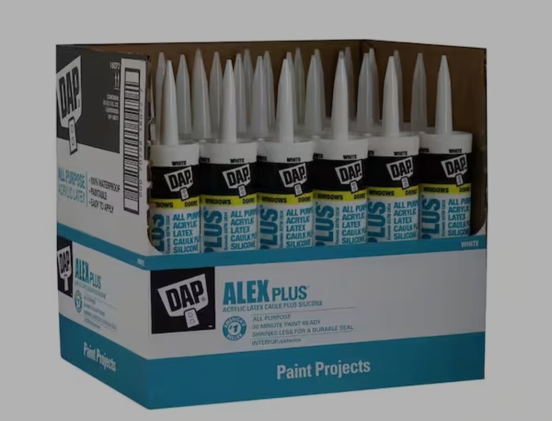 12 Pack DAP Alex Plus Acrylic Latex Caulk with Silicone - 10.1 fl oz Clear