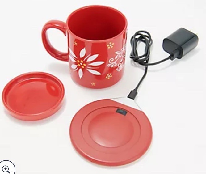 TEMPTATIONS Temp-tations 14 oz. Ceramic Mug with Warming Base - RED