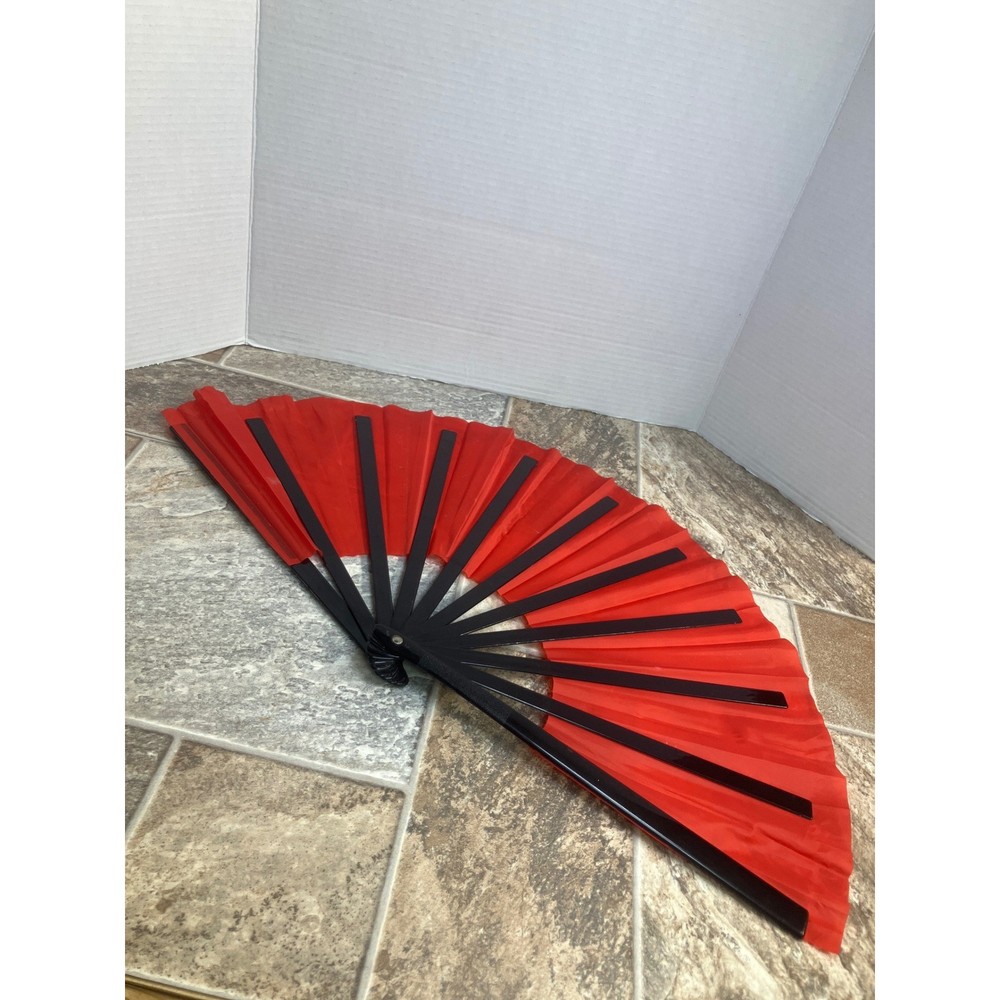Red Black Folding Fan Dance Prop Performance Stage Accessory