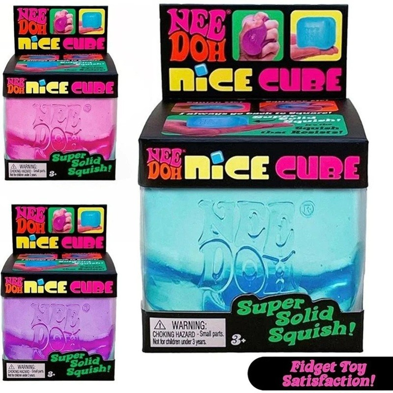 3 PACK Nee Doh Nice Cube Super Solid Squish - Blue Purple Pink - Brand New