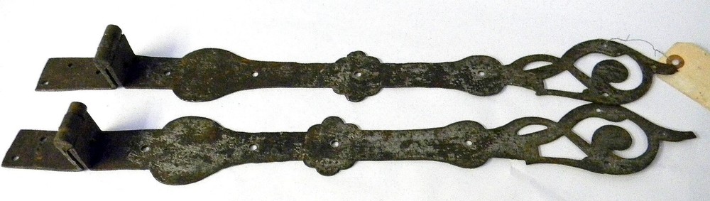 1 Pair Engraved Design 18th Century Offset Strap Hinges ~23" Long~