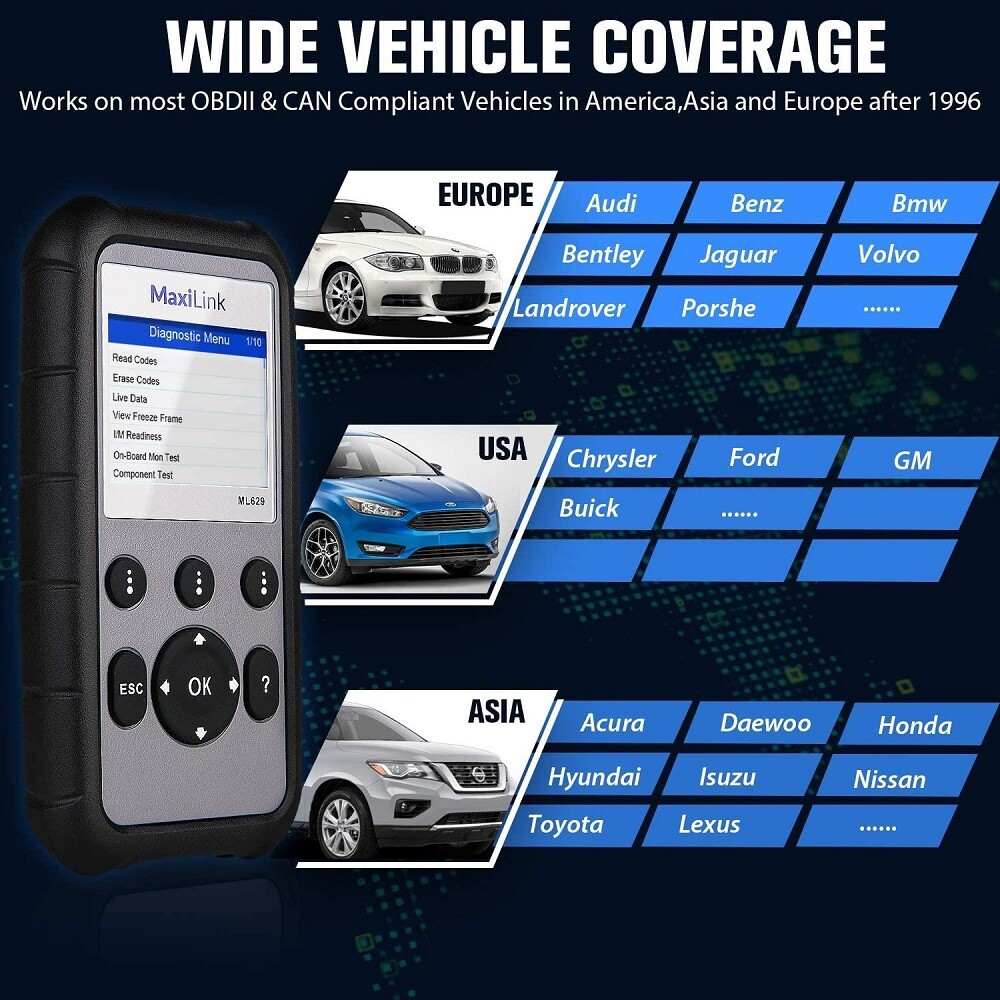 Autel MaxiLink ML629 Automotive OBD2 Scanner Code Reader Check Engine/ABS/SRS