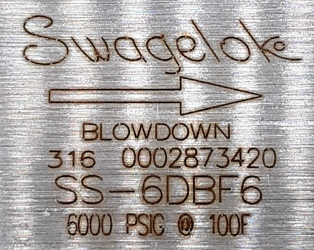 Swagelok SS-6DBF6 Blowdown Needle Valve
