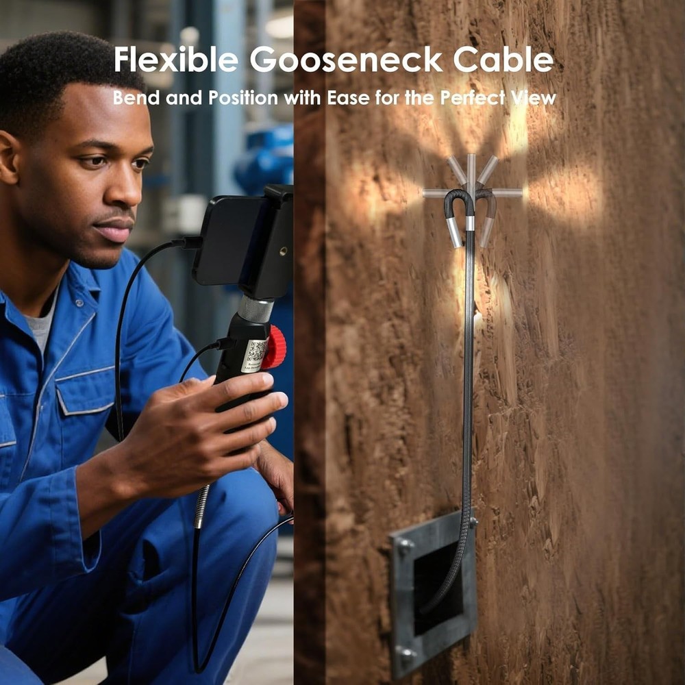 Two-Way Borescope Camera with Light [360°Rotation],1920P HD Borescope Camera