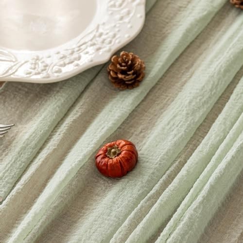 Spring Easter Cheesecloth Table Runner20 Inch0 FT Rustic Boho 1 Sage Green