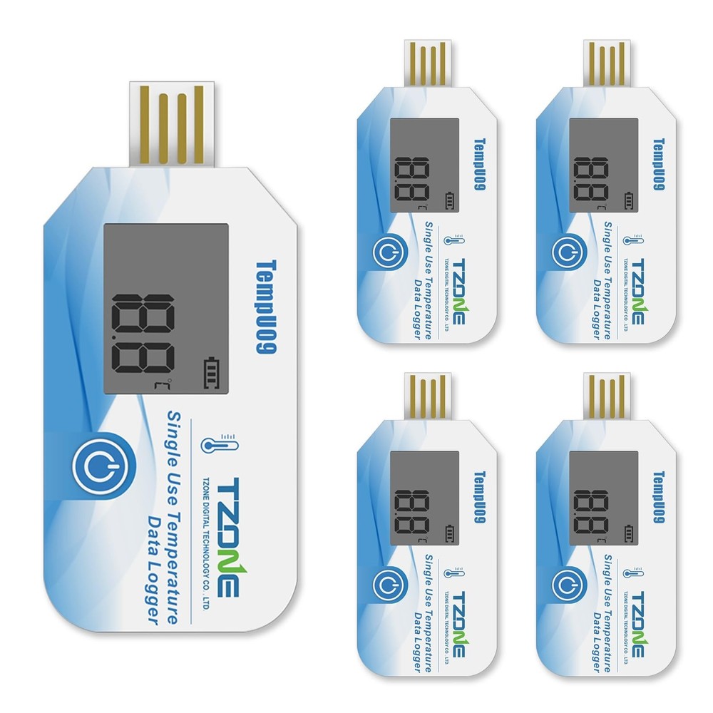 Tzone USB Temperature Data Logger Disposable Temp Recorder with PDF/CSV Repor...