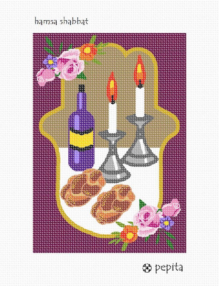 Hamsa Shabbat Needlepoint Kit or Canvas