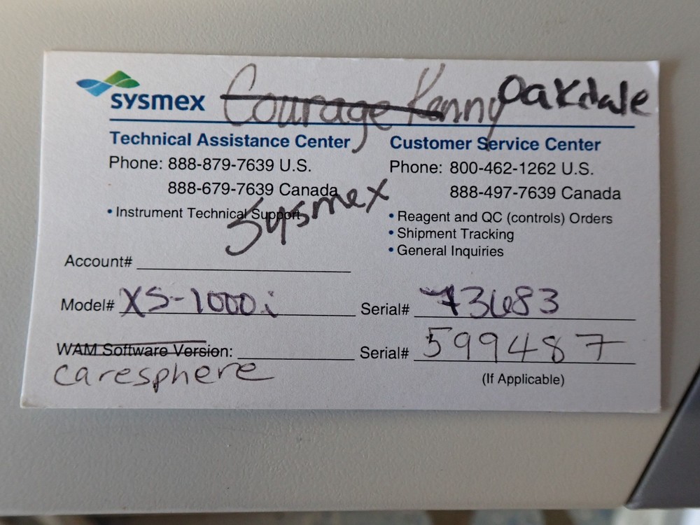 Sysmex XS-1000i Automated Hematology Analyzer System - See Description