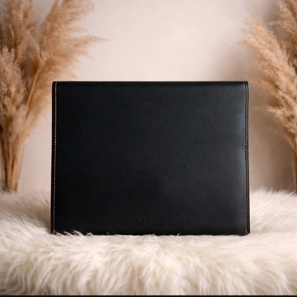 Coach Leather Travel Document Holder Black