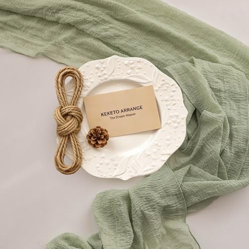 Spring Easter Cheesecloth Table Runner20 Inch0 FT Rustic Boho 1 Sage Green