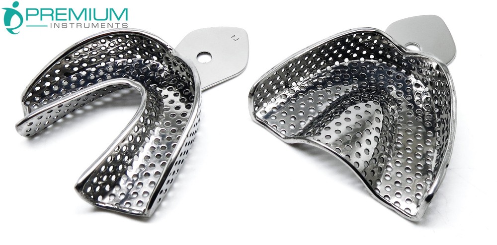 2 Pcs Impression Large Tray Set Upper & Lower Dental Surgical Instruments