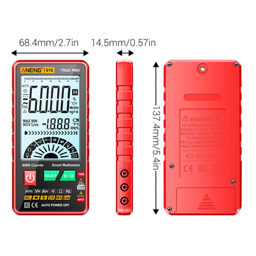 Digital Multimeter AC/DC Voltmeter Resistance Capacitance Temp Hz Meter Tester