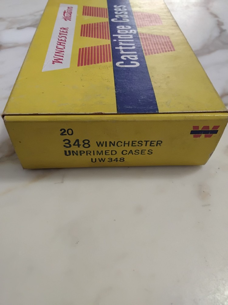 Vintage Winchester 348 win Unprimed Cases UW348 Empty Box