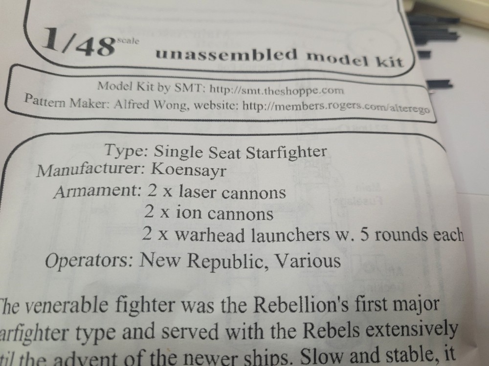 SMT: Single Seat Starfighter .. model kit - open box ( B391 )