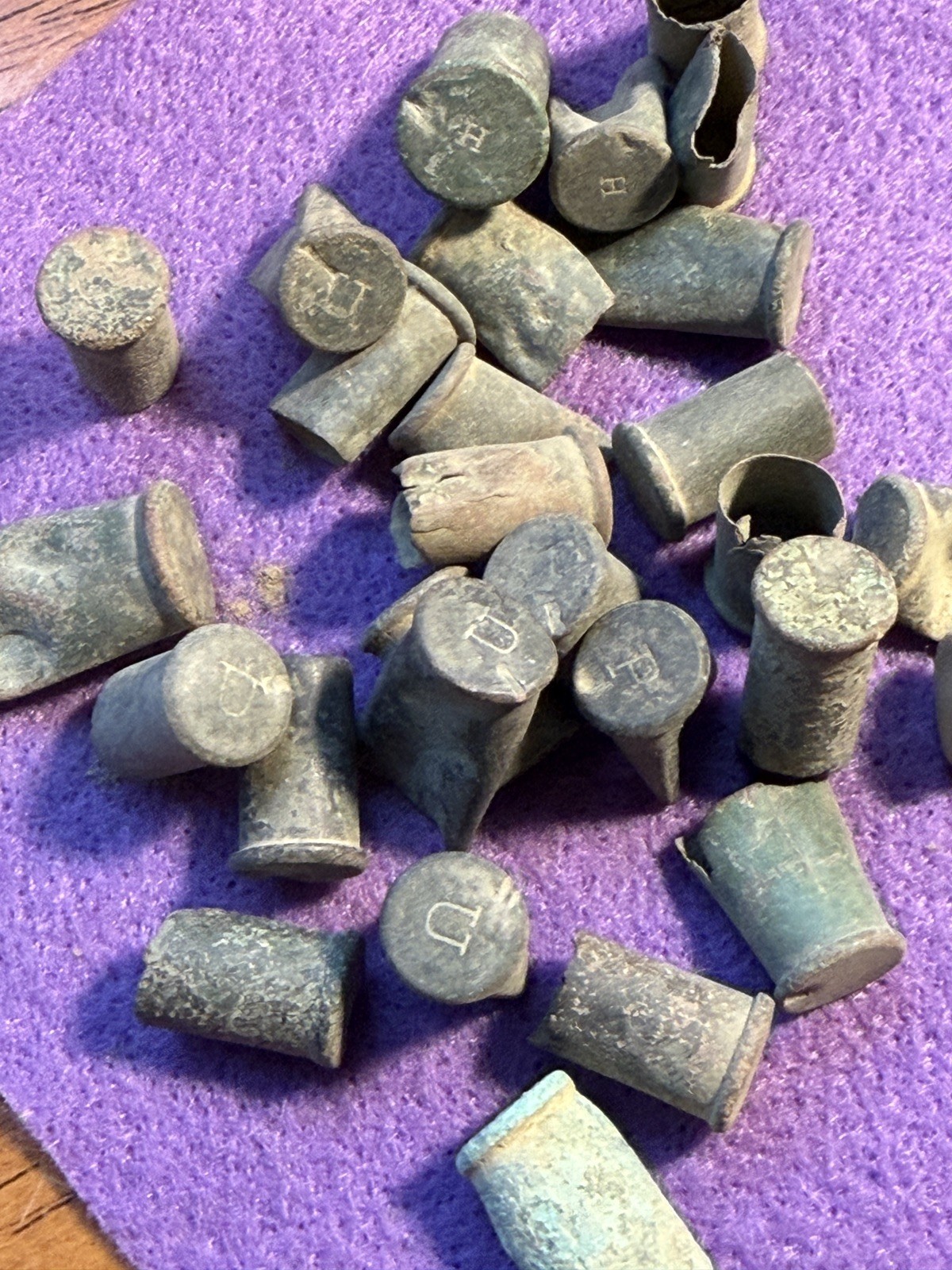 Civil War Era Dug Bullet Casings Henry "H" Stamped as well as "U", "L" and "P"