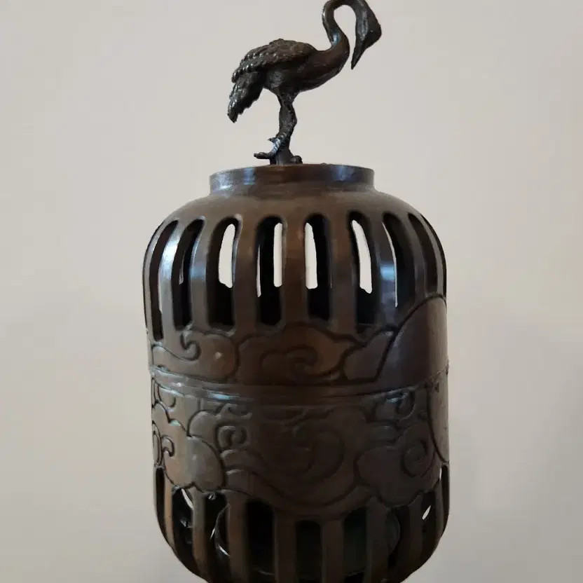 Vintage Bronze Crane Incense Burner