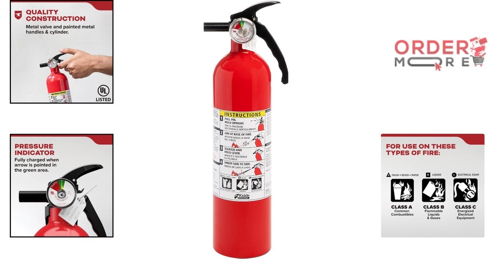 Multipurpose 1A:10B:C Fire Extinguisher with Mounting Bracket – Home Essentials