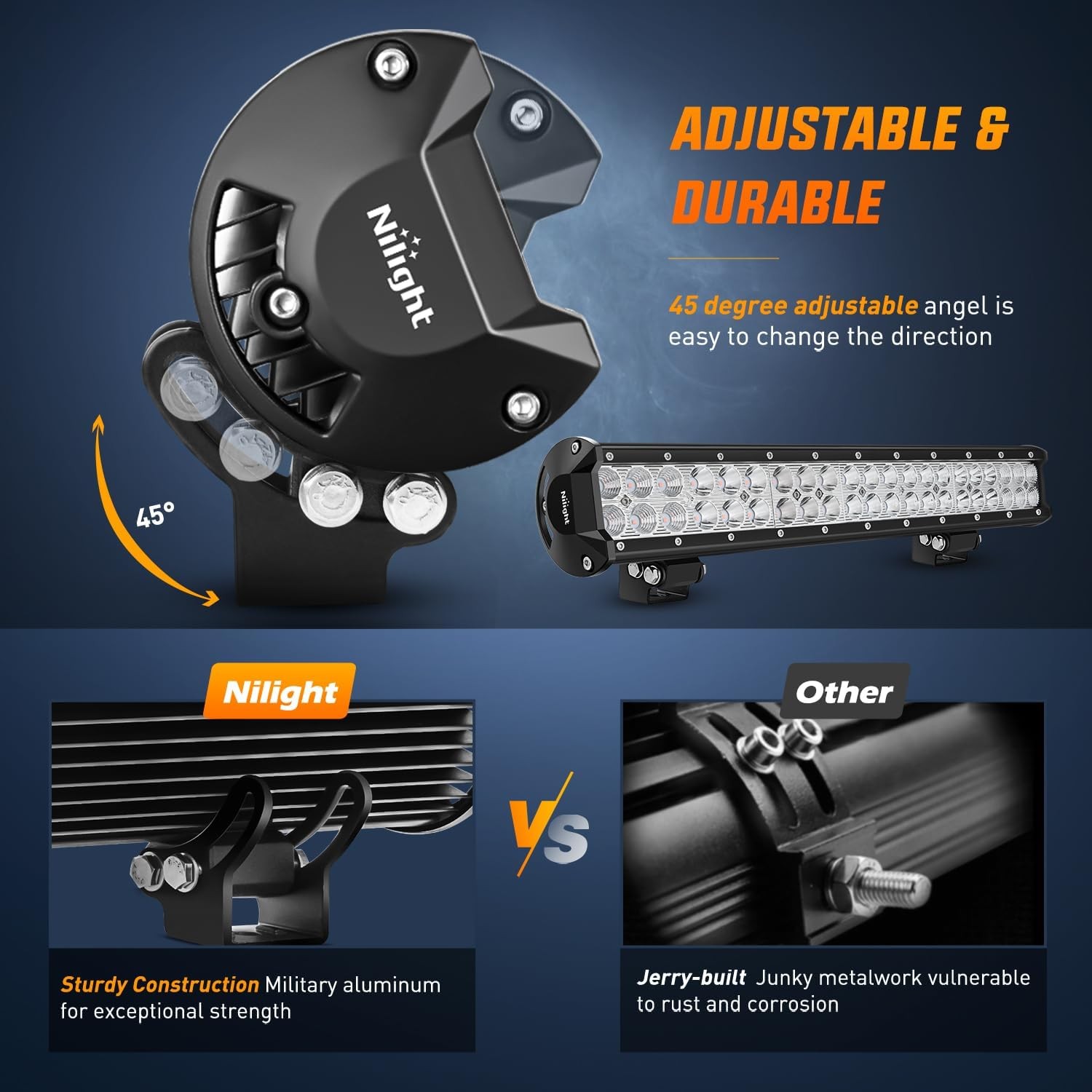 Nilight 20 Inch LED Light Bar Combo Spot Flood Purple Beam 126W Double Row Light