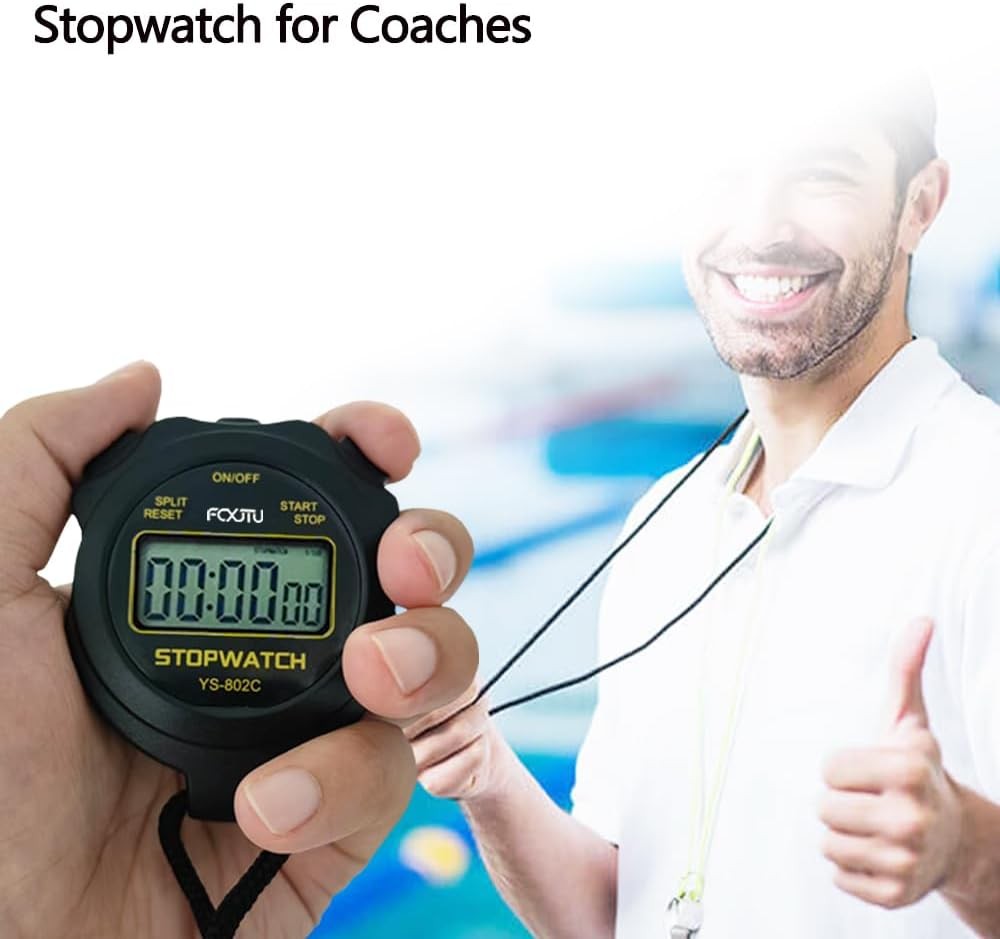 FCXJTU Digital Simple Stopwatch Timer, No Bells, Alarm, Basic Blue