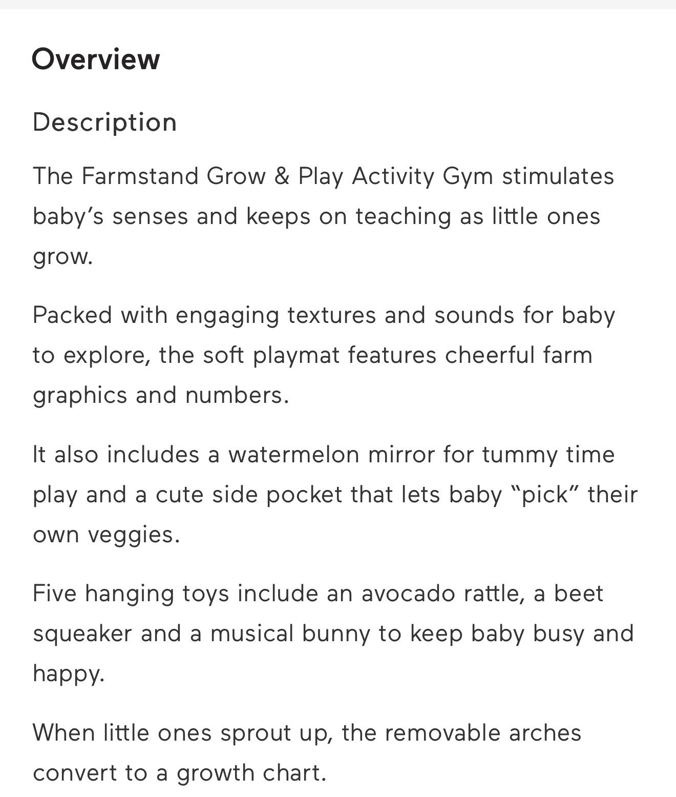 Baby Play Gym 3-in-1 Activity Mat 0-2y Farmstand Grow & Skip Tummy Time Green