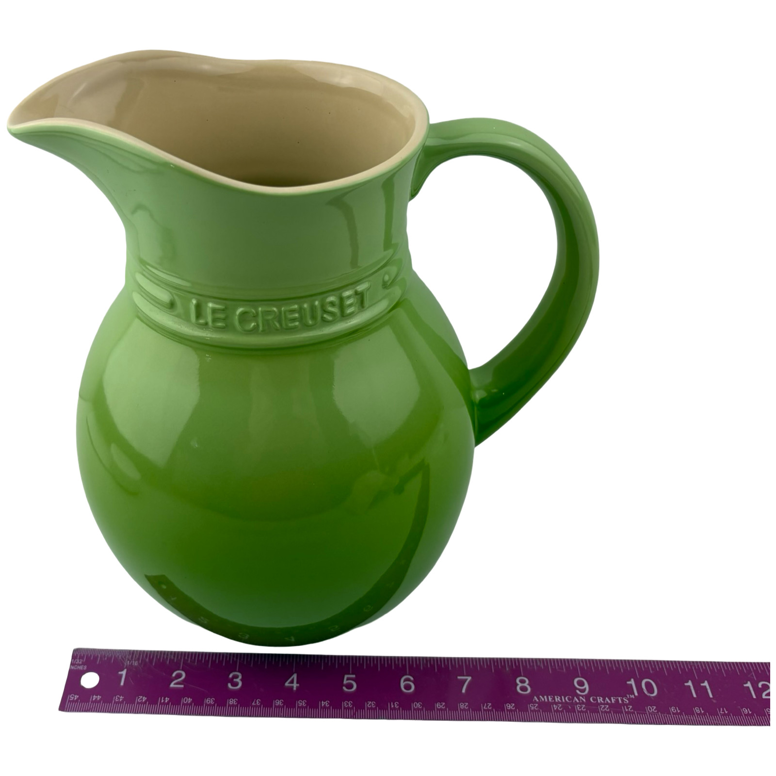 Le Creuset PALM GREEN Beverage Pitcher Jug Large 3 Quart Stoneware 08 49