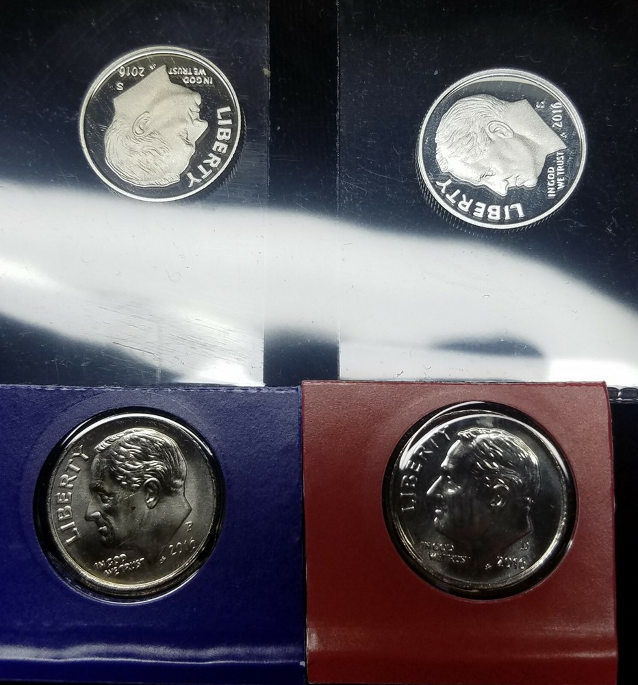 2016-PDS+S BU, Clad & Silver Proof ☆☆ Roosevelt Dimes Collection ☆☆ fresh!