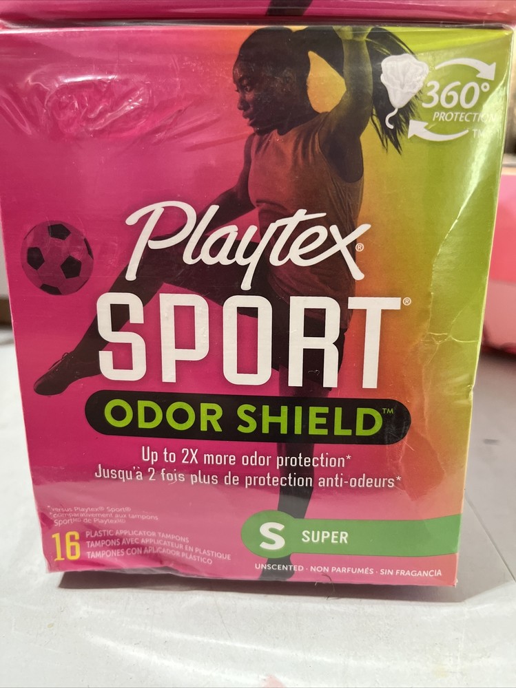 Playtex Sport (2 Boxes) Odor Shield Tampons Regular Super Absorbency 16 Count Ea