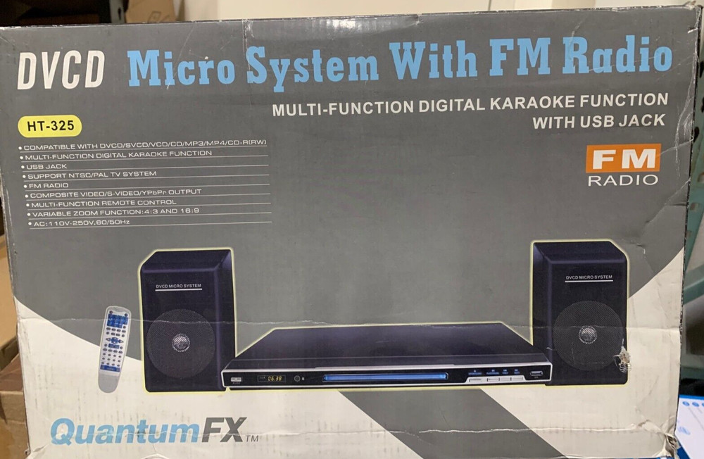 Quantum FX HT-325: DVCD Micro System w/ FM Radio & Remote Control - Black