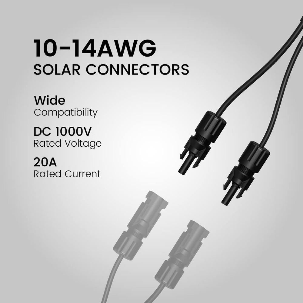 Solar Parallel Charging Cable 1-to-2 Y Branch Parallel Wire Plug Tool Kit for...