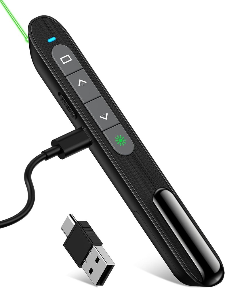 Wireless Remote Clicker for Presentations with Volume Control & Long Range Use