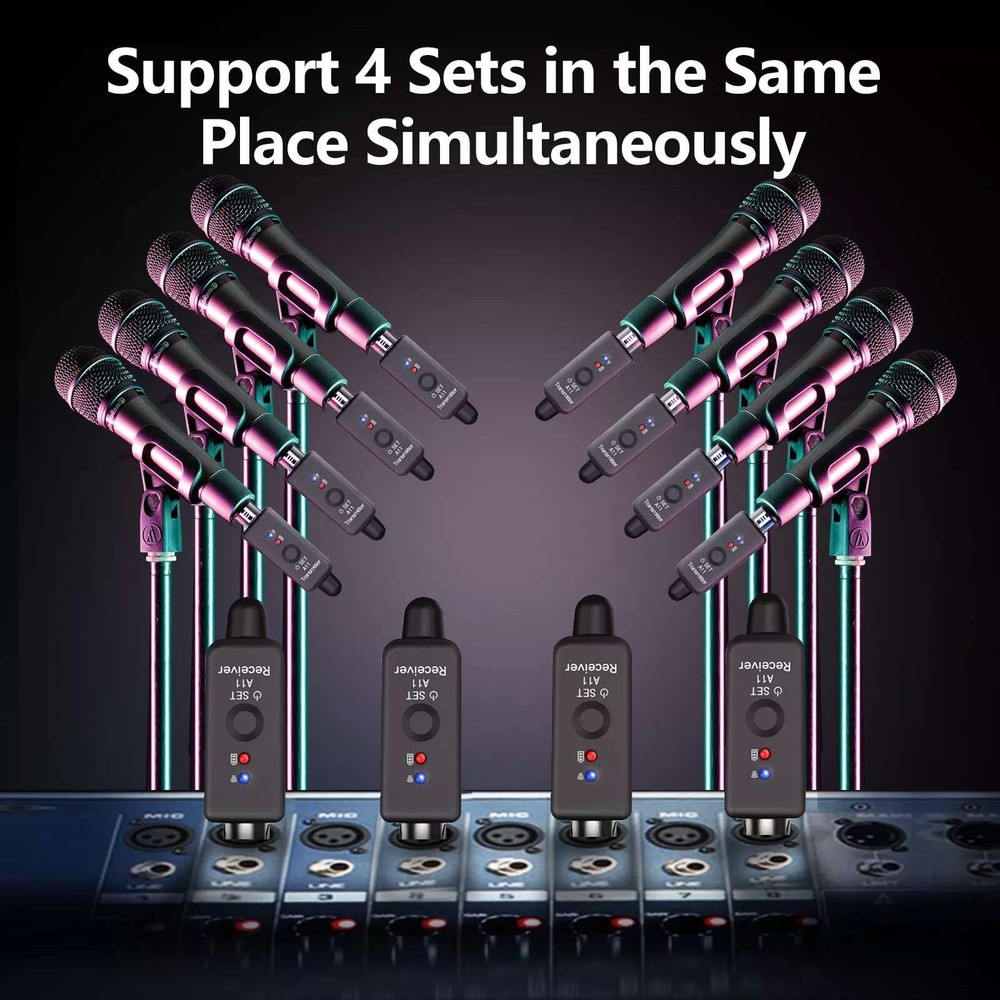 Professional Wireless Transmitter&Receiver Multiple Microphone Compatibility