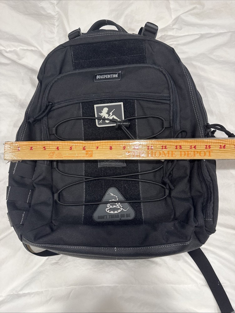 Maxpedition Black Tactical Backpack Nylon Multiple Compartments Bungee Cord Zip